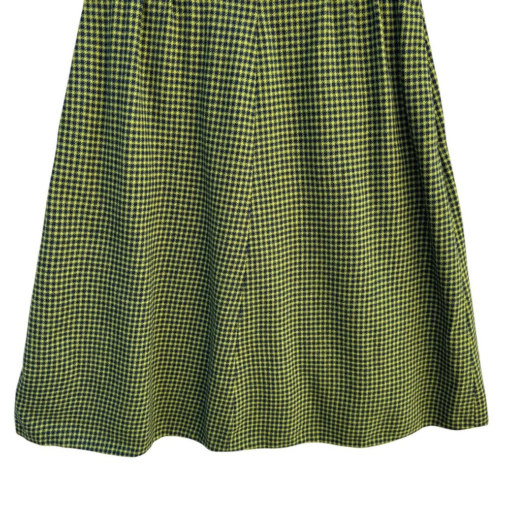 Pendleton Vintage 60s 70s Virgin Wool Houndstooth Twee‎ Mod A-Line Skirt Green S - Picture 3 of 9